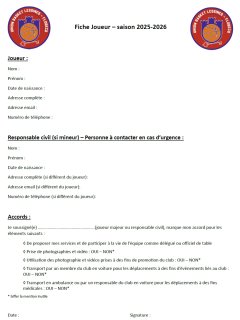 Fiche joueur - parent